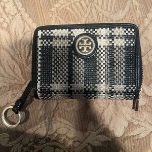 Black White and Gray Plaid EUC Tory Burch zipper wallet!!!!!
